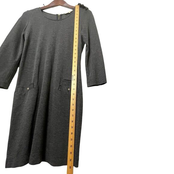 Sandro Scoop Neck Sheath Dress Women’s Size 8 Gray Mini Back Zip Pockets - Picture 13 of 13